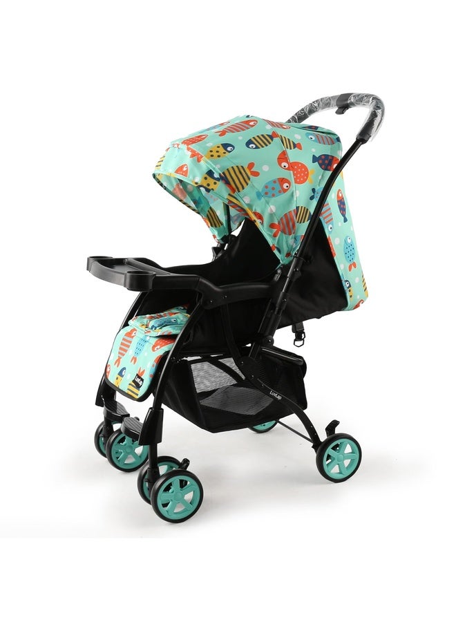 Luvlap Sunny Stroller/Pram with Reversible Handlebar, 5 Point Harness, 3 Level Recline Adjustment, Compact and Easy Fold, for Newborn Baby/Kids, 0-3 Years (Printed) - Image 1