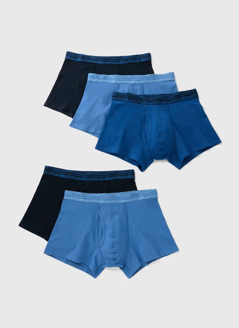 Matalan 5 Pack Blue Keyhole Boxers