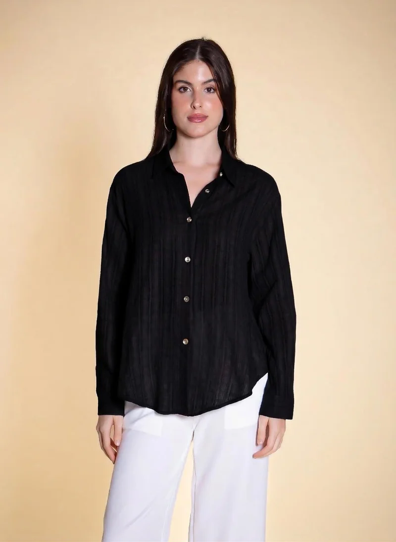 SHAPES SEMI-SHEER TEXTURED SHIRT