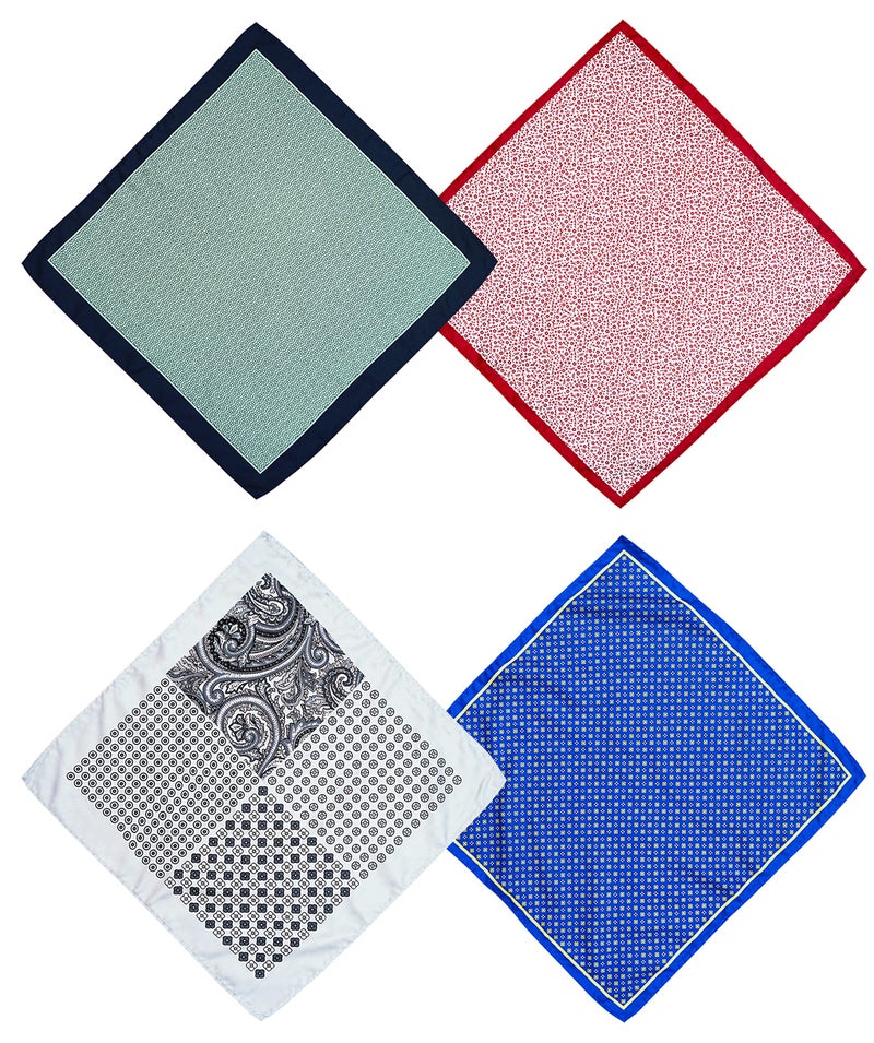 ZENXUS Printed Pocket Squares 8-Pack, plus 3 Folds Holder, Penetrating Printed Men's Handkerchiefs, Sewn by Hand - Image 4