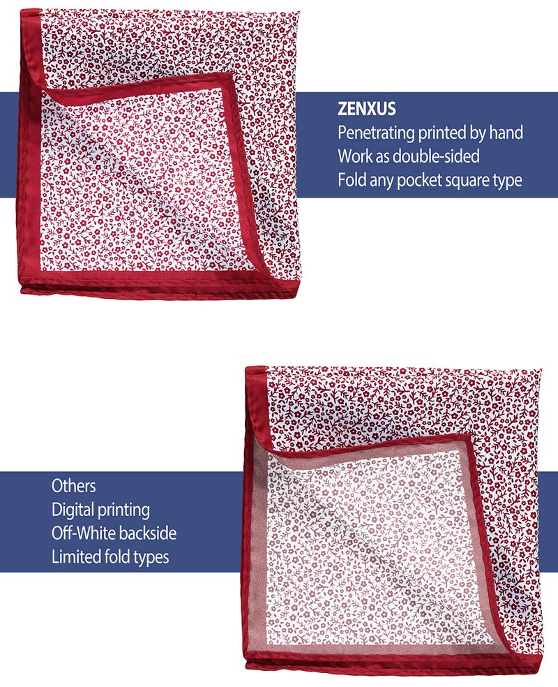 ZENXUS Printed Pocket Squares 8-Pack, plus 3 Folds Holder, Penetrating Printed Men's Handkerchiefs, Sewn by Hand - Image 5