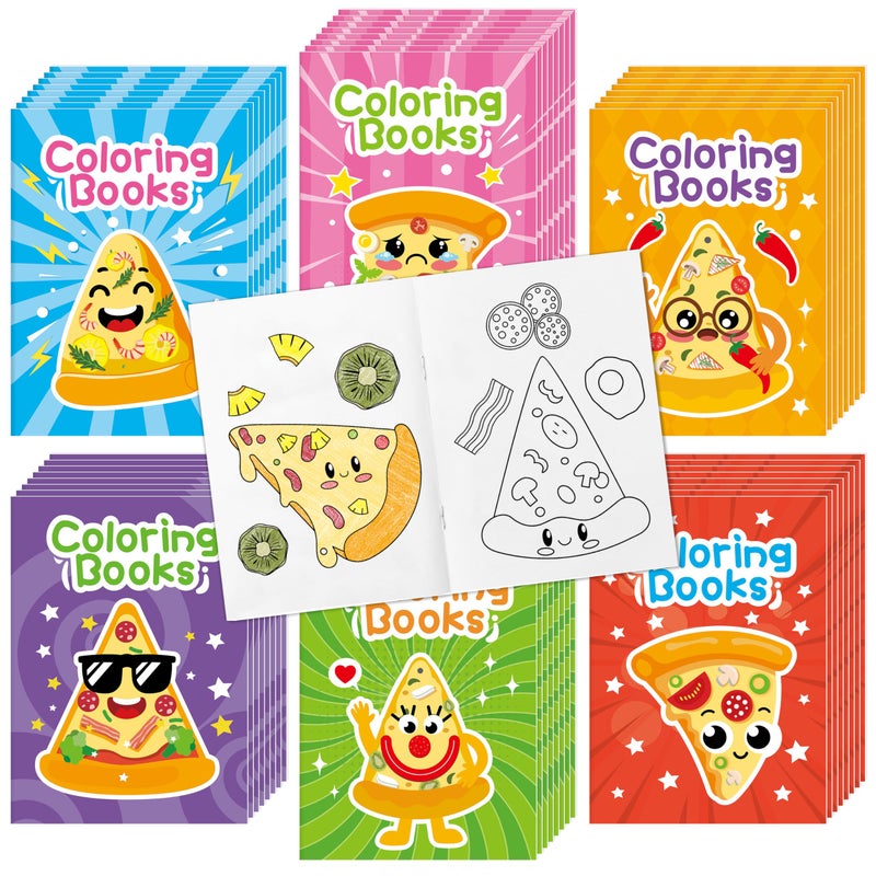 JAPBOR Pizza Coloring Book 24PCS Mini Pizzas Themed Color Books Bulk for Kids Party Favors Delicious Pizza Small Painting Pages for Birthday Gifts Class Drawing Colouring Game Goodie Bags Fillers - Image 2