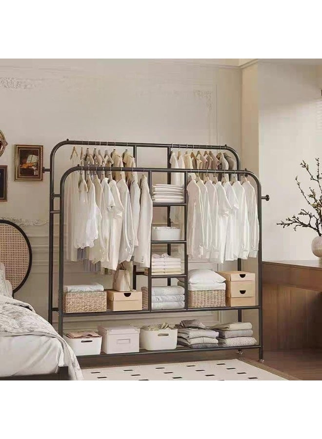 SHEE ONE Metal Clothes Stand – Size 150×150×30 cm | Open Wardrobe Organizer with Hanging Rails and Multi-Shelf Storage | Modern Metal Closet for Small Spaces | Clothing Rack with Strong Hangers | Heavy-Duty Rust-Resistant Storage Rack - Image 4