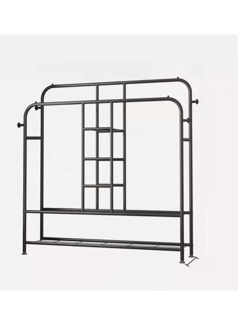 SHEE ONE Metal Clothes Stand – Size 150×150×30 cm | Open Wardrobe Organizer with Hanging Rails and Multi-Shelf Storage | Modern Metal Closet for Small Spaces | Clothing Rack with Strong Hangers | Heavy-Duty Rust-Resistant Storage Rack - Image 5