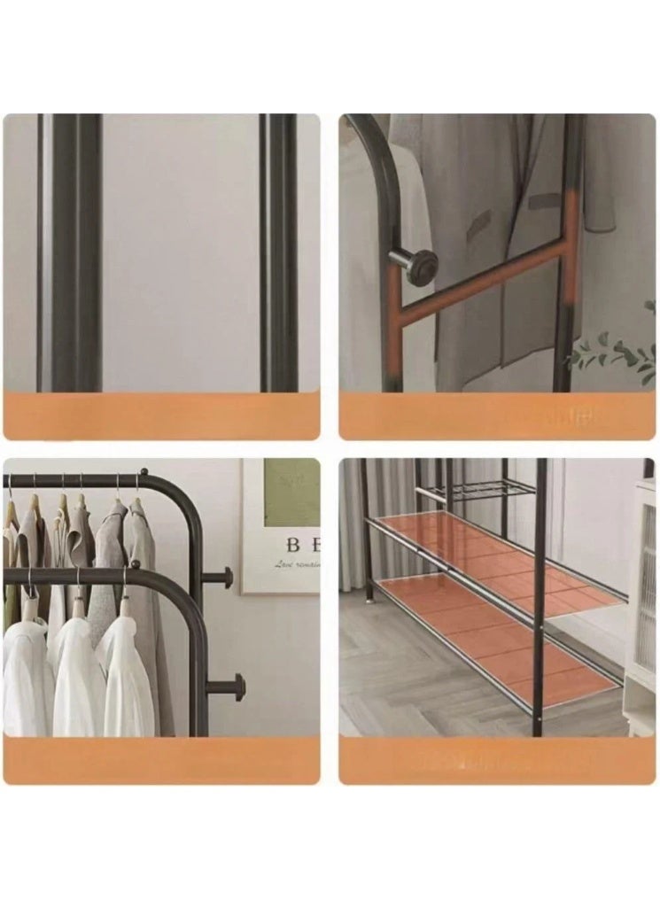 SHEE ONE Metal Clothes Stand – Size 150×150×30 cm | Open Wardrobe Organizer with Hanging Rails and Multi-Shelf Storage | Modern Metal Closet for Small Spaces | Clothing Rack with Strong Hangers | Heavy-Duty Rust-Resistant Storage Rack - Image 2