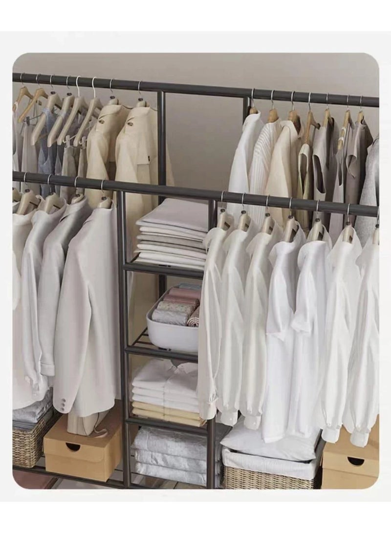 SHEE ONE Metal Clothes Stand – Size 150×150×30 cm | Open Wardrobe Organizer with Hanging Rails and Multi-Shelf Storage | Modern Metal Closet for Small Spaces | Clothing Rack with Strong Hangers | Heavy-Duty Rust-Resistant Storage Rack - Image 3