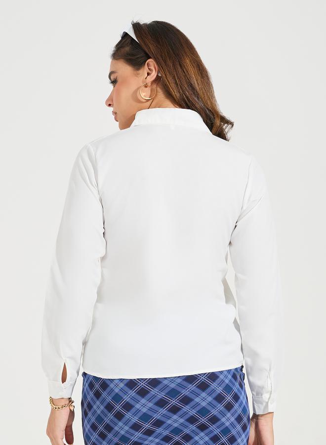 تايك تو بلوزة سادة بقصة عادية وازرار - Image 5