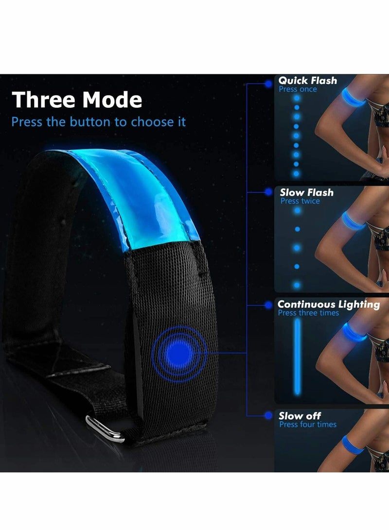 Excefore سوار ذراع LED قابل لإعادة الشحن، سوار أمان LED عاكس وامض، سوار رياضي مضيء LED للجري الليلي والركض وركوب الدراجات والمشي مع الكلب والتمارين والأنشطة الخارجية - Image 2