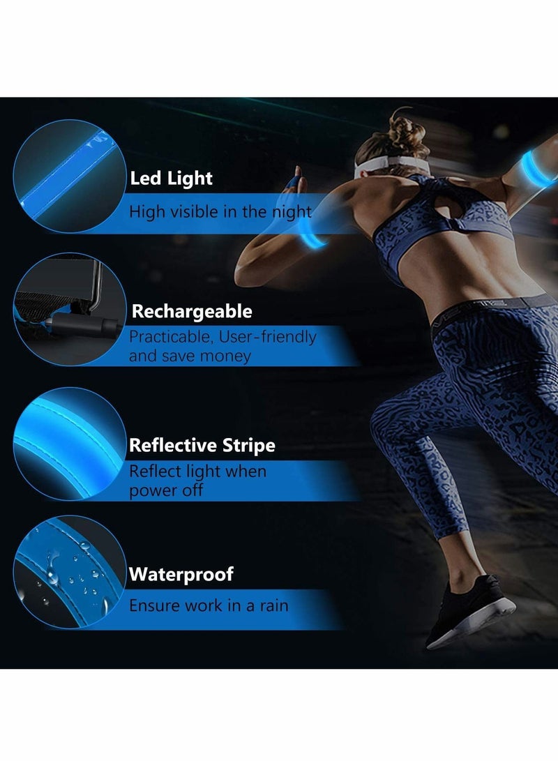 Excefore سوار ذراع LED قابل لإعادة الشحن، سوار أمان LED عاكس وامض، سوار رياضي مضيء LED للجري الليلي والركض وركوب الدراجات والمشي مع الكلب والتمارين والأنشطة الخارجية - Image 3
