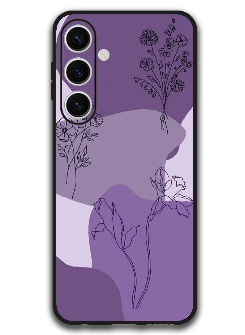Theodor Protective Case Anti Scratch Shock Proof Bumper Cover For Samsung Galaxy S24 FE Purple floral design - Image 1