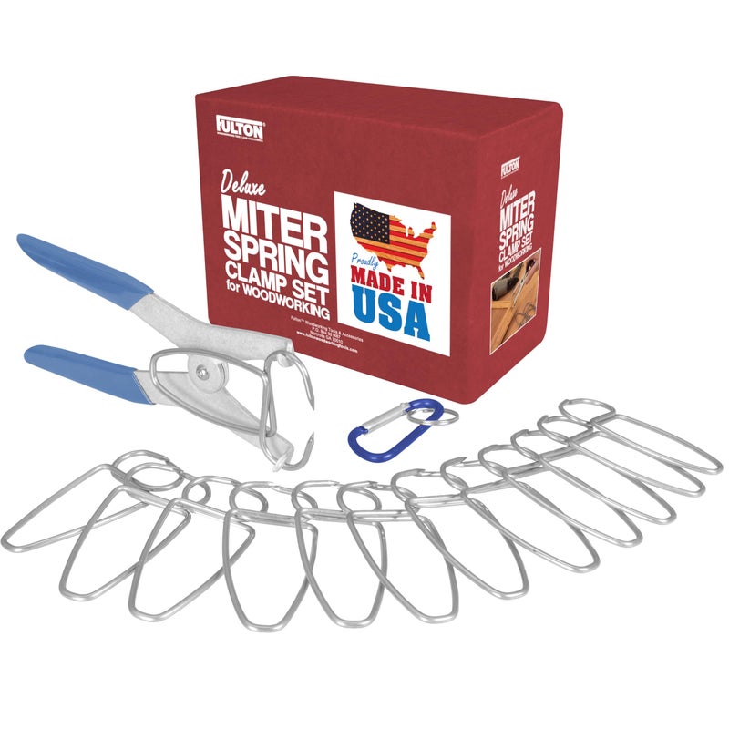 Fulton Woodworking Tools Fulton Miter Spring Clamps for Woodworking Set, Wood Trim, Picture Frames, Crown Molding Tool, Hip Clip & 13 Spring Miter Clamps for Trim, Finish Carpenter Tools, Made in USA - Image 1