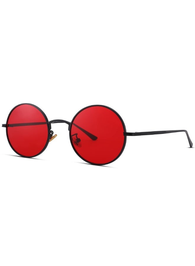 نظارات شمسية دائرية كبيرة بتصميمRetro عدسات ملونة حماية UV400 - Image 1