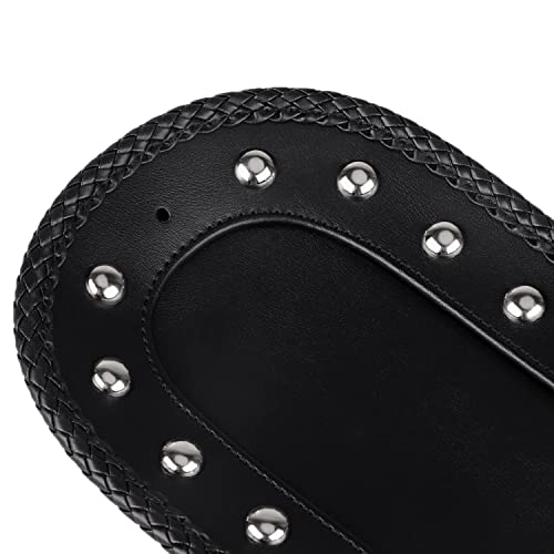 XMMT Motorcycle Rivet Leather Rear Fender Bib Solo Seat for Harley Softail Springer Heritage Classic EFI FLSTCI 2006-2017, Black - Image 4