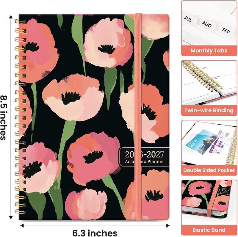 Taja Planner 2026-2027, Academic Year Weekly and Monthly Calender Planner, from Jul 2026 - Jun 2027, Spiral Bound School Planning Book, Perfect for Teacher, Student, Women & Men, A5 (6.3" x 8.5"), Midnight - Image 4