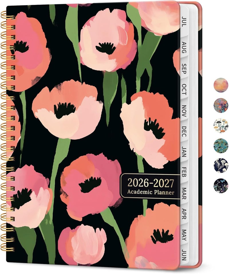 Taja Planner 2026-2027, Academic Year Weekly and Monthly Calender Planner, from Jul 2026 - Jun 2027, Spiral Bound School Planning Book, Perfect for Teacher, Student, Women & Men, A5 (6.3" x 8.5"), Midnight - Image 1