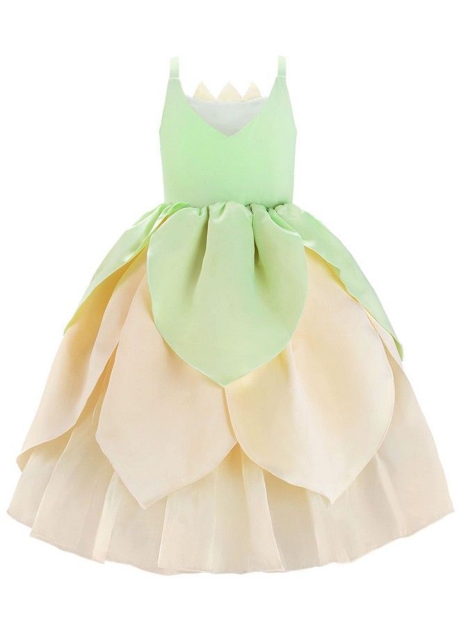 JerrisApparel Girls Princess Costume Role Play Fancy Dress Ball Gown Halloween Party Dress Up (Green 5 6 Years)  - Image 3