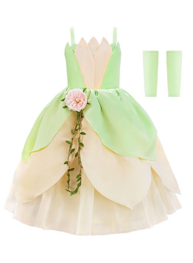 JerrisApparel Girls Princess Costume Role Play Fancy Dress Ball Gown Halloween Party Dress Up (Green 5 6 Years)  - Image 1