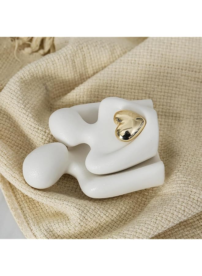 erorex Mini Couple Statue Tv Stand Decor Items For Living Room Bedroom Decor For Couples Sculpture Knick Knacks For Shelves Valentine Anniversary Birthday Show Pieces For Home Decor 4.72In White - Image 4