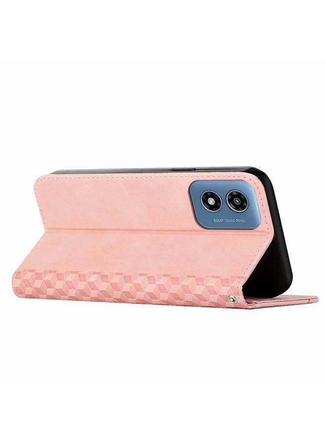 اس-توب جراب لهاتف Motorola Moto G04 / G24 جراب هاتف من الجلد المغناطيسي المزخرف بجلد ماسي - Image 4