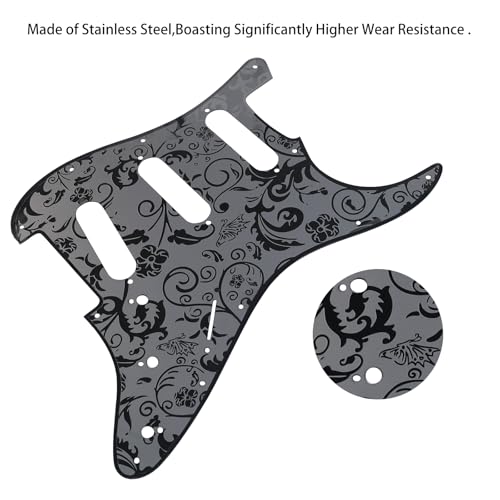 OVSAL Stainless Steel Guitar Pick guard 11 holes SSS Single Coil Mounting Screws 9/32''Potentiometer Metal Electric Guitar Pickguard Compatible with Stratocaster Strat ST Style Guitar(Black) - Image 3