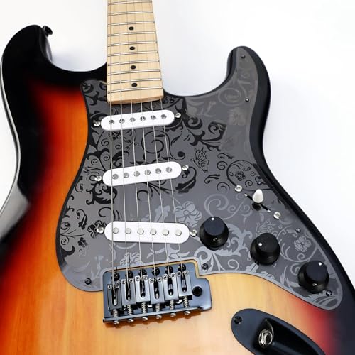 OVSAL Stainless Steel Guitar Pick guard 11 holes SSS Single Coil Mounting Screws 9/32''Potentiometer Metal Electric Guitar Pickguard Compatible with Stratocaster Strat ST Style Guitar(Black) - Image 4