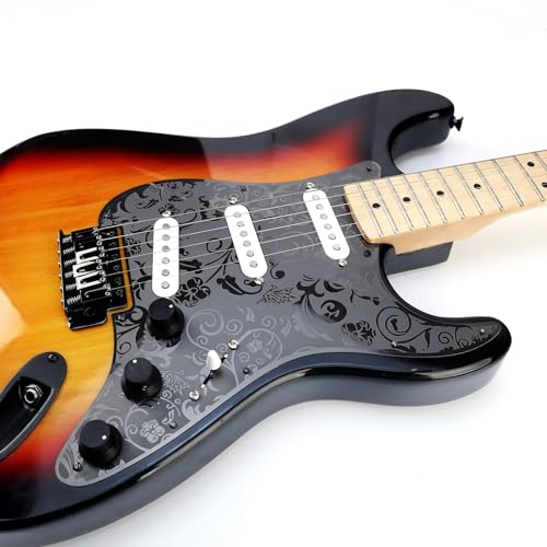 OVSAL Stainless Steel Guitar Pick guard 11 holes SSS Single Coil Mounting Screws 9/32''Potentiometer Metal Electric Guitar Pickguard Compatible with Stratocaster Strat ST Style Guitar(Black) - Image 5