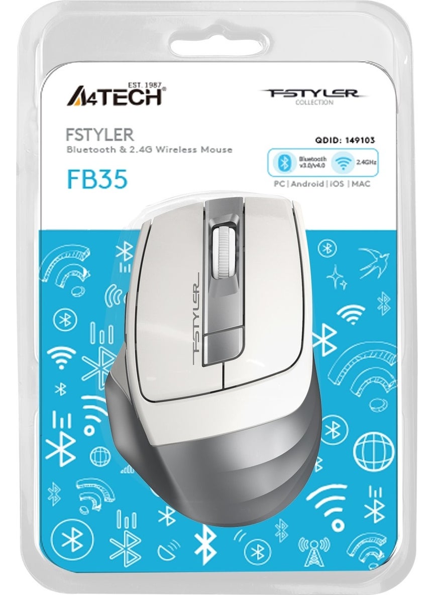 A4TECH A4 Tech FB35 White Bluetooth+2.4g Nano Wireless Optical 2000 Dpi Mouse  - Image 2