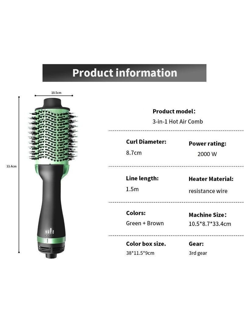 One Step - Avocado 3D One Step Hair Dryer,Volumizer Hot Air Hair Dryer Brush,Salon Negative Electric Blow Dryer Rotating Curler and Ion Hair Straightener Brush for Fast Drying,Straightening,Curling - Image 1