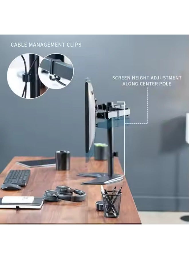 Stargold Double Arm Desk Stand for 17 to 32 Inch Screens – Full monition Free-Standing Base, Fully Adjustable Arms, VESA Compatible 75/100mm, Heavy-Duty Steel, Ergonomic Desk Mount for Home or Office - Image 3