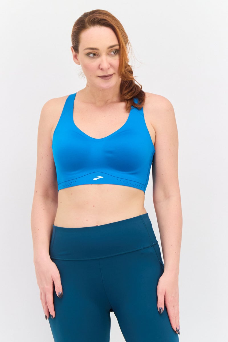 Brooks Women Sportswear Fit Lightly Padded Running Sports Bra, Blue - Image 1