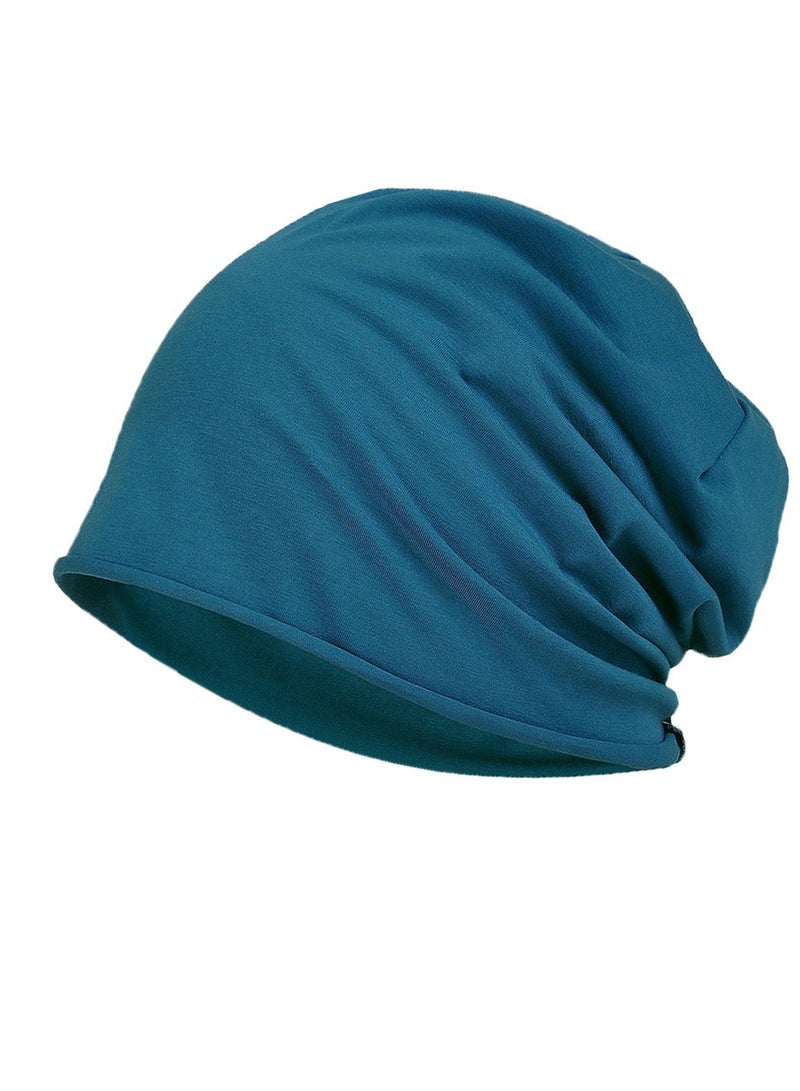 Loquat Infinity Scarf Headwear Cap Solid Color Beanie Hat Greenish Blue