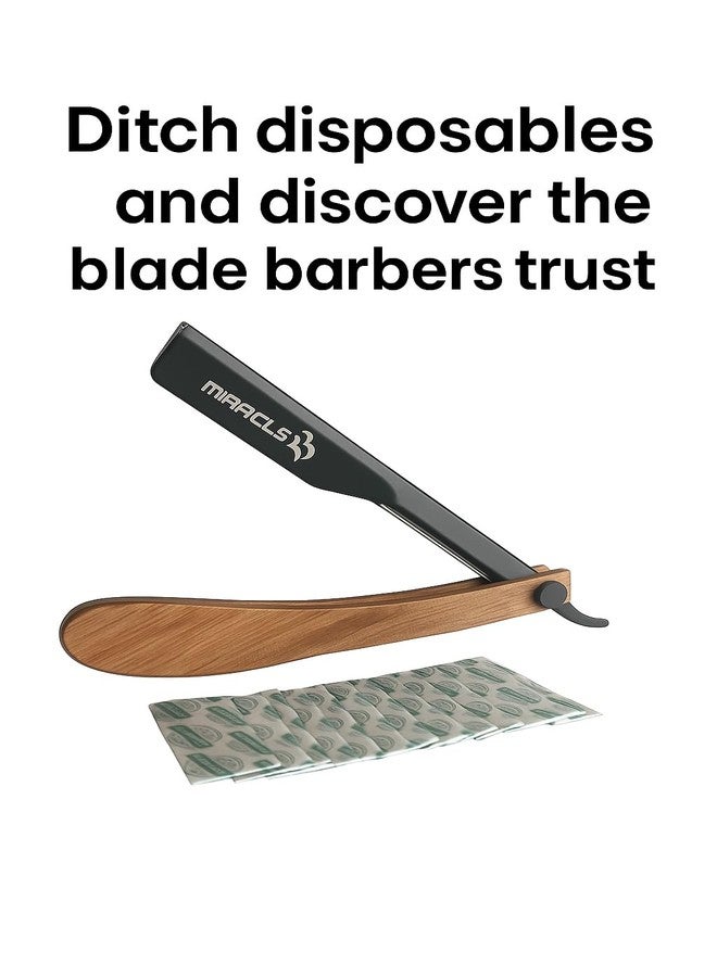 Miracle Classic Barber Straight Razor with Blades - Professional Wooden Handle Shaving Tool for Facial Hair, Neckline & Detailing By MIRACLE - Image 4