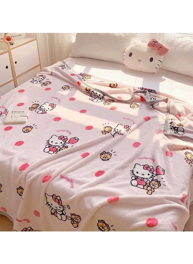 Sanrio Hello Kitty cartoon pattern double-sided milk plush blanket kindergarten nap blanket multi-functional blanket (size: 100cmX150cm) - Image 2