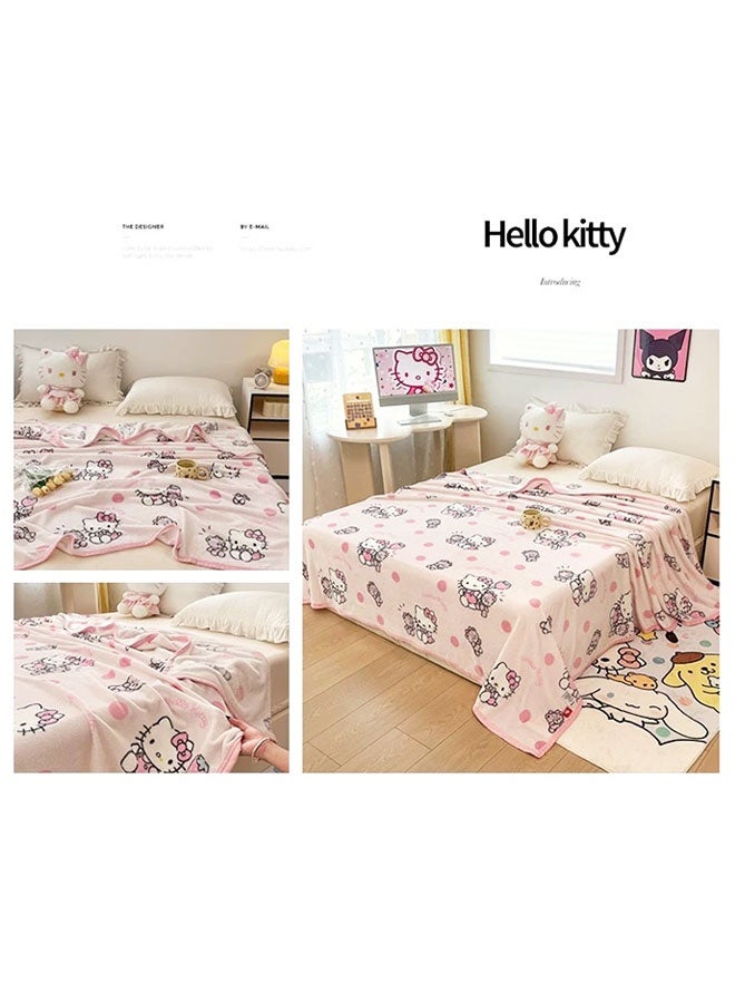 Sanrio Hello Kitty cartoon pattern double-sided milk plush blanket kindergarten nap blanket multi-functional blanket (size: 100cmX150cm) - Image 4