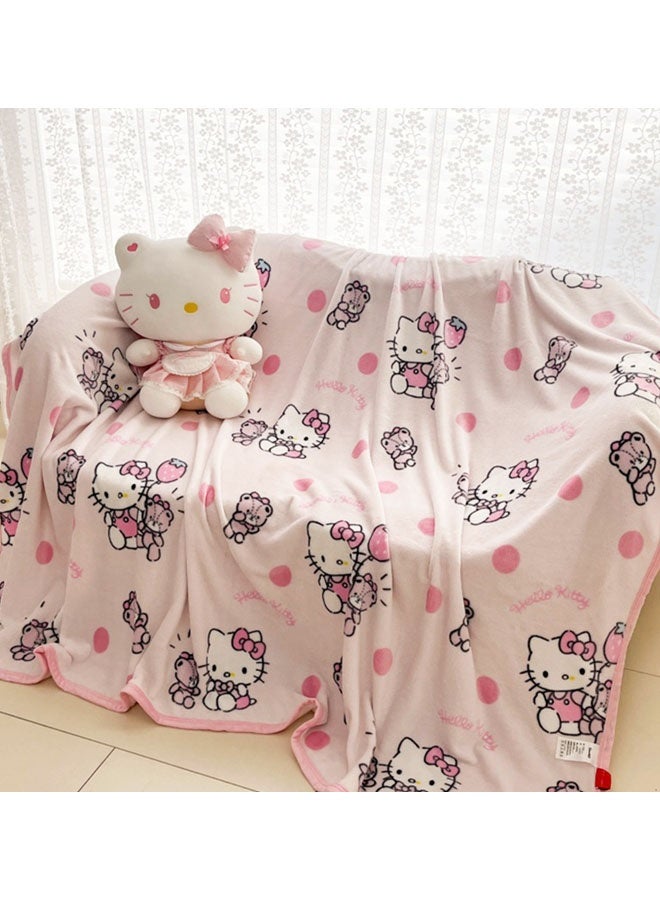 Sanrio Hello Kitty cartoon pattern double-sided milk plush blanket kindergarten nap blanket multi-functional blanket (size: 100cmX150cm) - Image 1