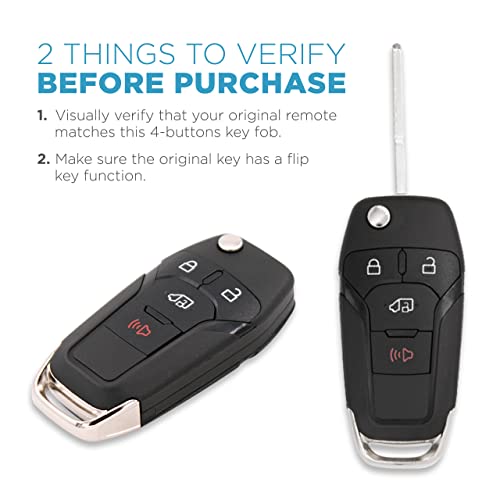 Keyless2Go Replacement for 4 Button Replacement Remote Flip Key for Ford Transit N5F-A08TAA 164-R8236-2 Pack - Image 4