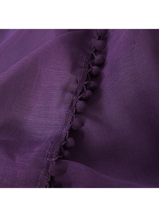 إيروريكس ستائر شبه شفافة مزينة بشراشيب بوم بوم مكونة من لوحتين مع جيب قضيب مقاس 2 بوصة ستائر شفافة صلبة لغرفة المعيشة وغرفة النوم W40 - Image 4