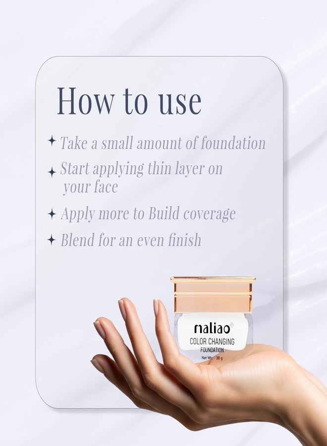 Maliao Color Changing Foundation | Flawless Coverage | Skin Tone Adapting | Lightweight & Long-Lasting | Hydrating Formula | 30g - Image 5