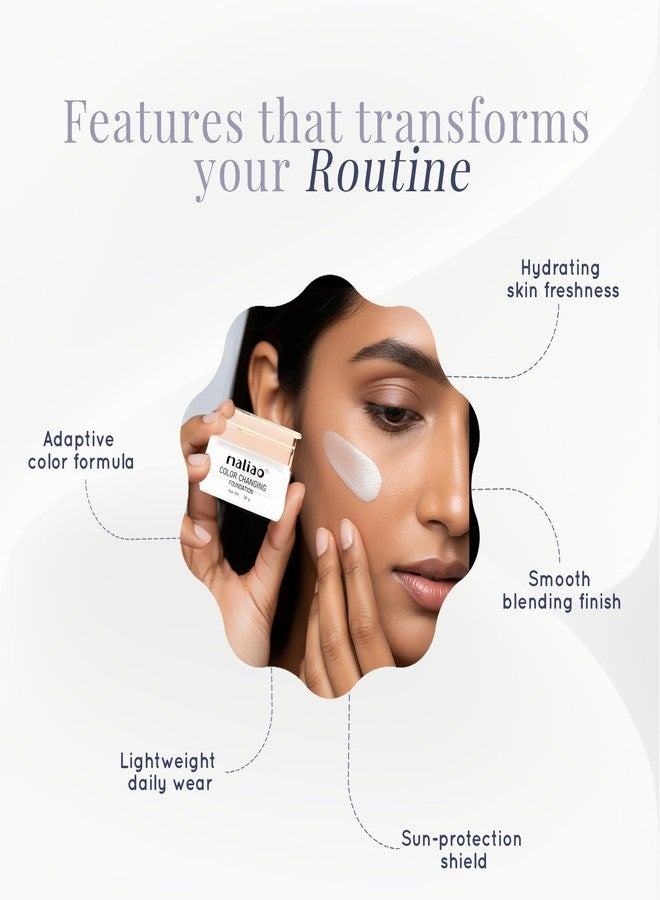 Maliao Color Changing Foundation | Flawless Coverage | Skin Tone Adapting | Lightweight & Long-Lasting | Hydrating Formula | 30g - Image 3