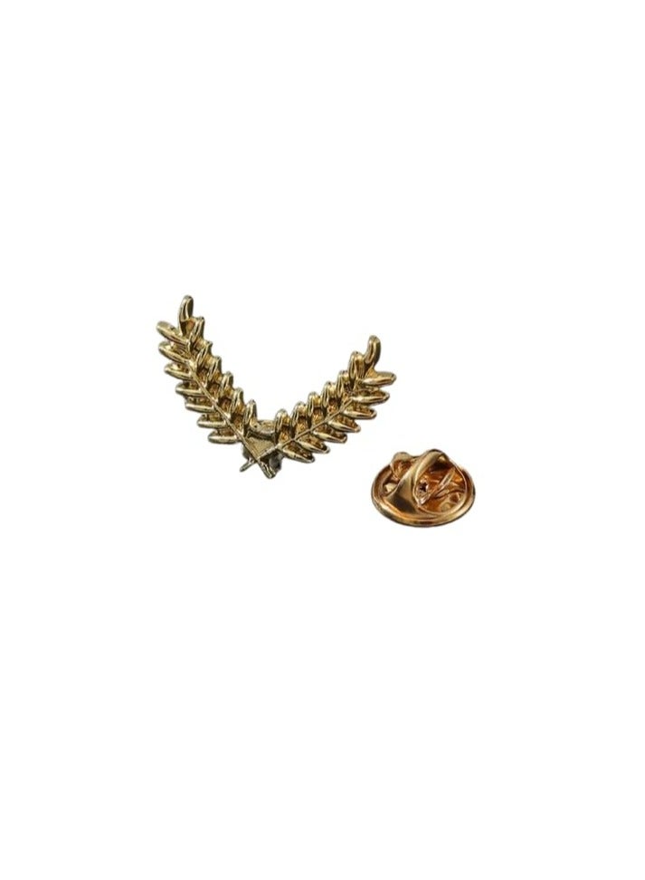 Wheat Leaf Lapel Pin, Double Branch Design, Men's Suit Brooch  - Image 1