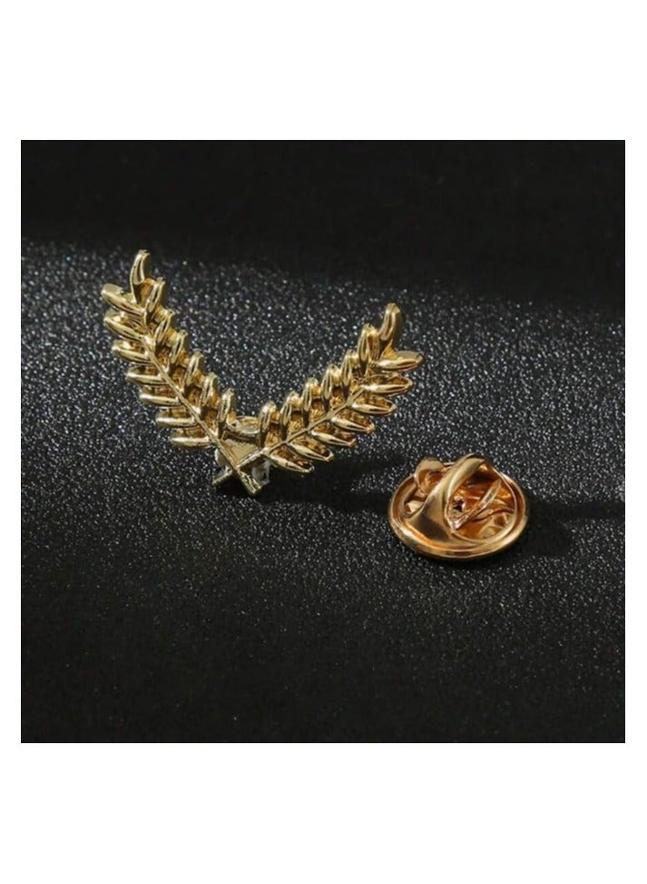 Wheat Leaf Lapel Pin, Double Branch Design, Men's Suit Brooch  - Image 2