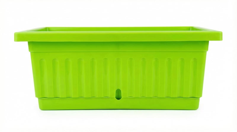 Balcony Plastic Planting Basin, Colorful Rectangle With Water Collection Platter, For Home Plants And Flowers (Green, 40cm*20cm*17cm)