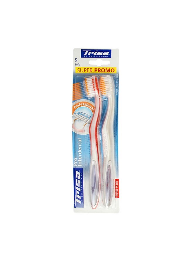 TRISA - Pro Interdental Soft Toothbrush Pack Of 2 (Assorted Color) - Image 1