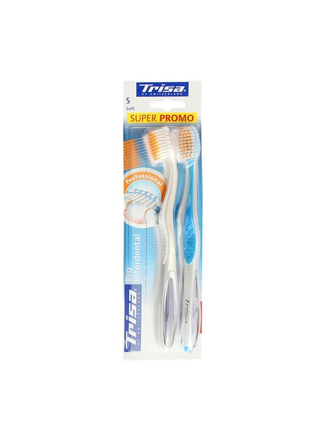 TRISA - Pro Interdental Soft Toothbrush Pack Of 2 (Assorted Color) - Image 1