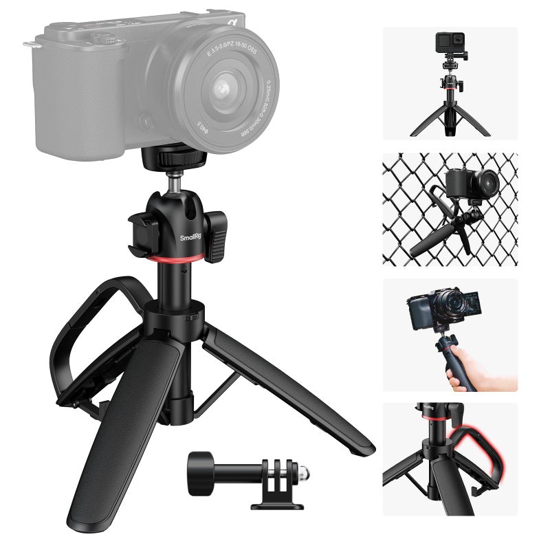 SMALLRIG Small Camera Tripod, Extendable Selfie Stick, 8" Mini Handheld Tripod in Carabiner Shape with Mantis Hook, 360Â° Ball Head, Cold Shoe Mount, Adapter, 1/4"-20 Screw for DSLR, Action Camera-5285 - Image 1