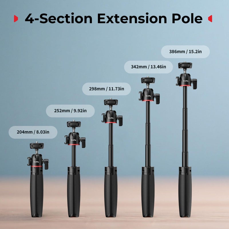 SMALLRIG Small Camera Tripod, Extendable Selfie Stick, 8" Mini Handheld Tripod in Carabiner Shape with Mantis Hook, 360Â° Ball Head, Cold Shoe Mount, Adapter, 1/4"-20 Screw for DSLR, Action Camera-5285 - Image 5