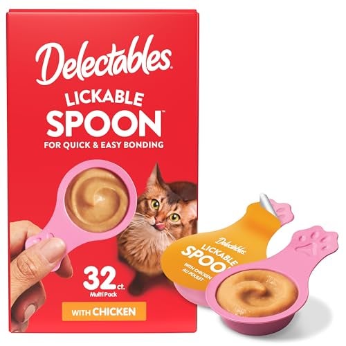 Hartz Delectables Lickable Spoon Handheld Wet Cat Treats Made with Real Chicken, Quick & Easy Creamy Puree, Mess Free, Grain-Free, No Added Fillers, No by-Products, No Added Preservatives, Chicken 32ct - Image 1