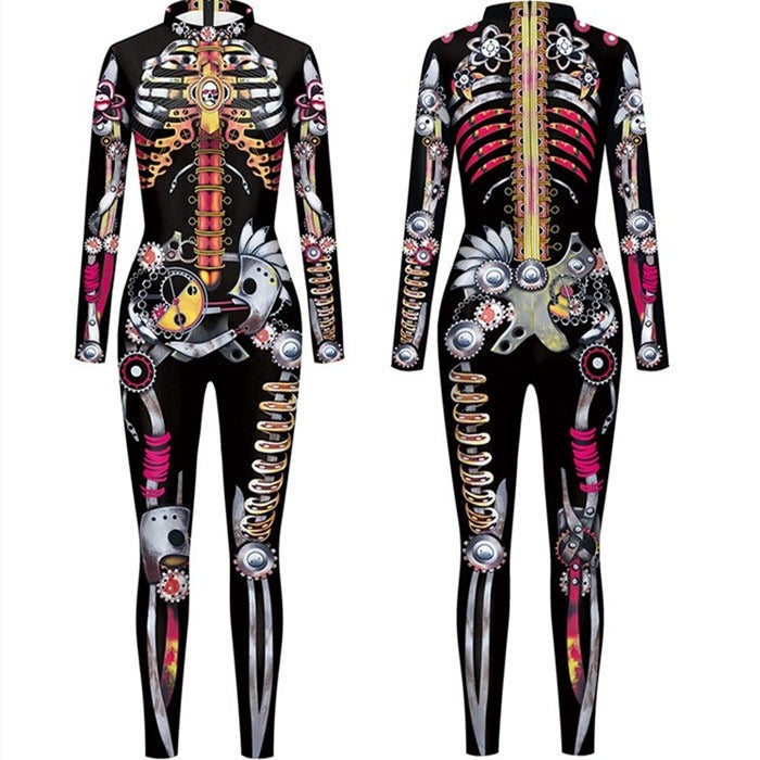 3D Digital Print Skeleton Halloween Costume Long Sleeve Top for Adults & Kids
