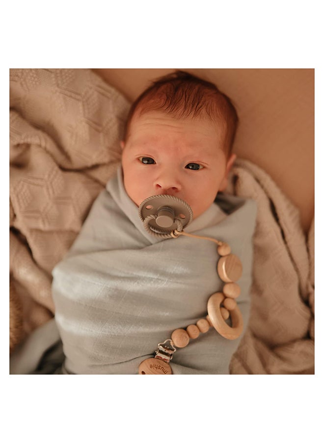 FRIGG Rope Silicone Baby Pacifier 0-6M 2-Pack Honey Gold/Portobello - Size 1 - Image 4