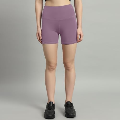 Mehrang High Waist Workout Shorts for Women, Midnight Sky, Bike Shorts with Elastic Waistband and Pockets, (S, Lavender) - Image 5